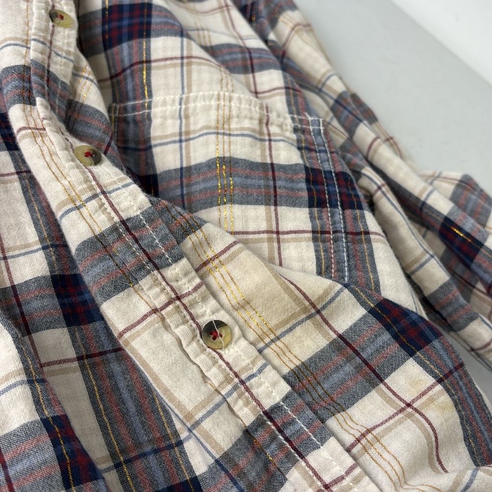 Hatley Plaid Button Front Shirt - Blue and Cream - Picture 8 of 8